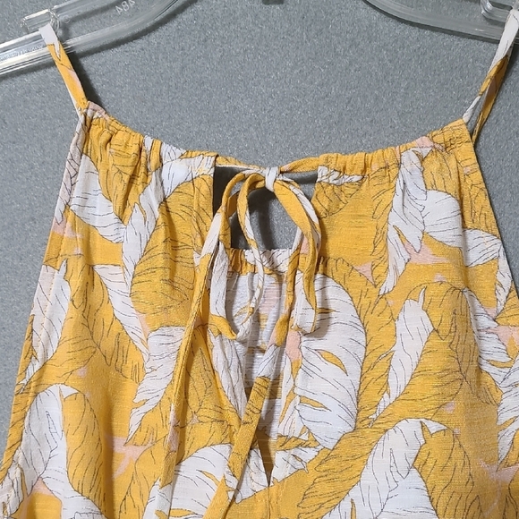 NINE WEST Yellow Leaf Print Women's Strappy Top Blouse - Size Large - Picture 12 of 12